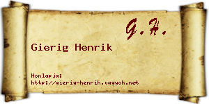 Gierig Henrik névjegykártya